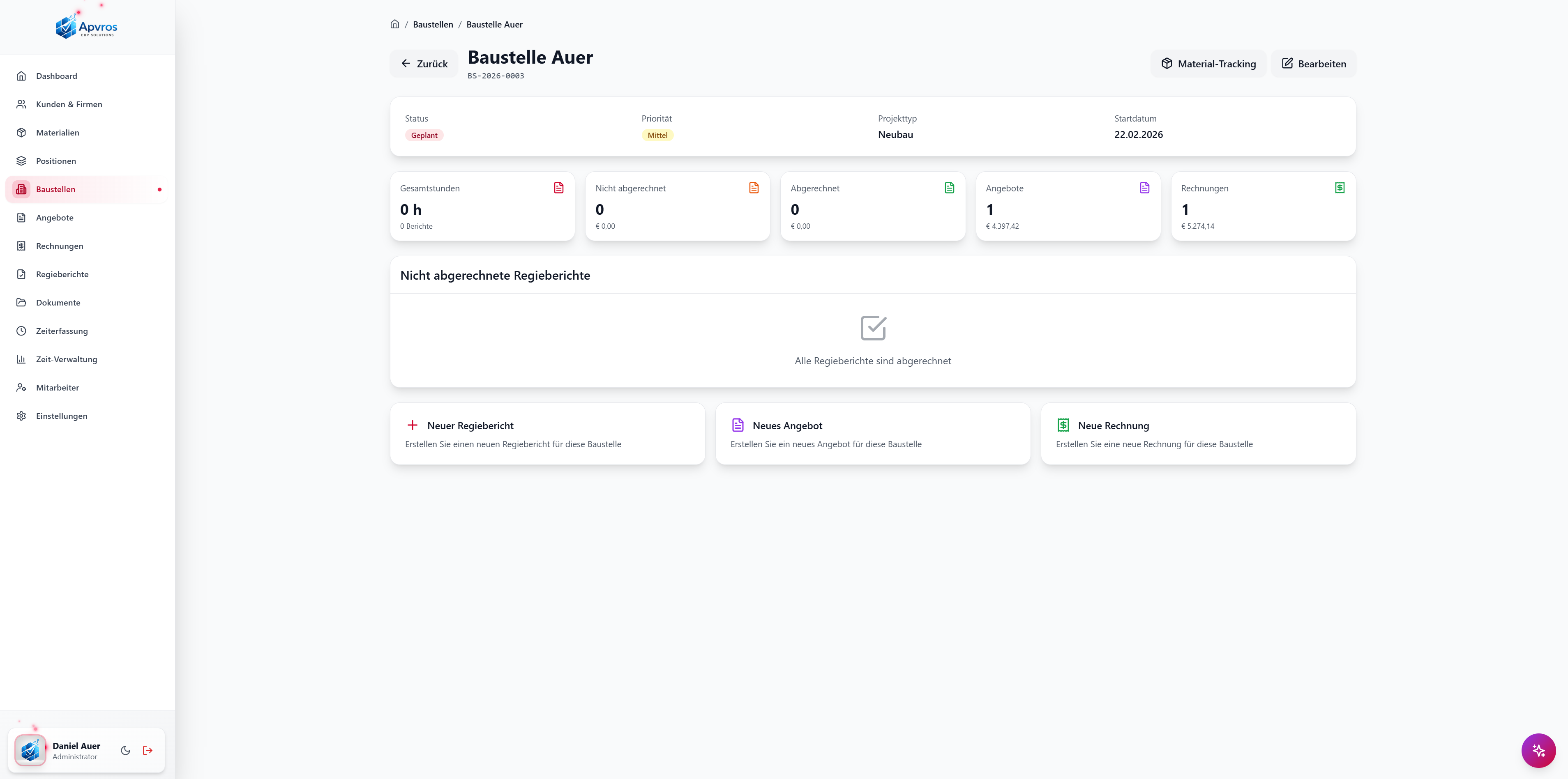 Baustellen-Übersicht