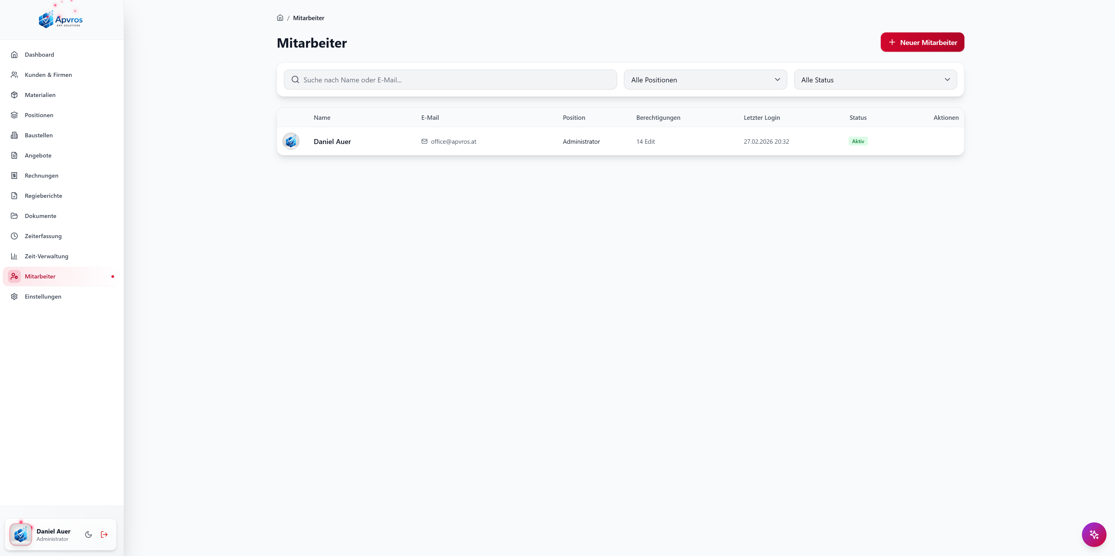 Mitarbeiter-Verwaltung